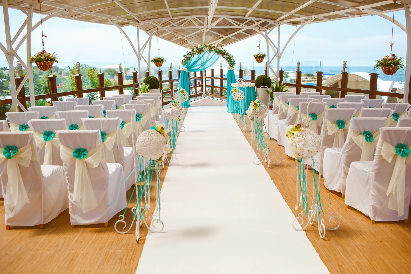 chair covers at a wedding walkway